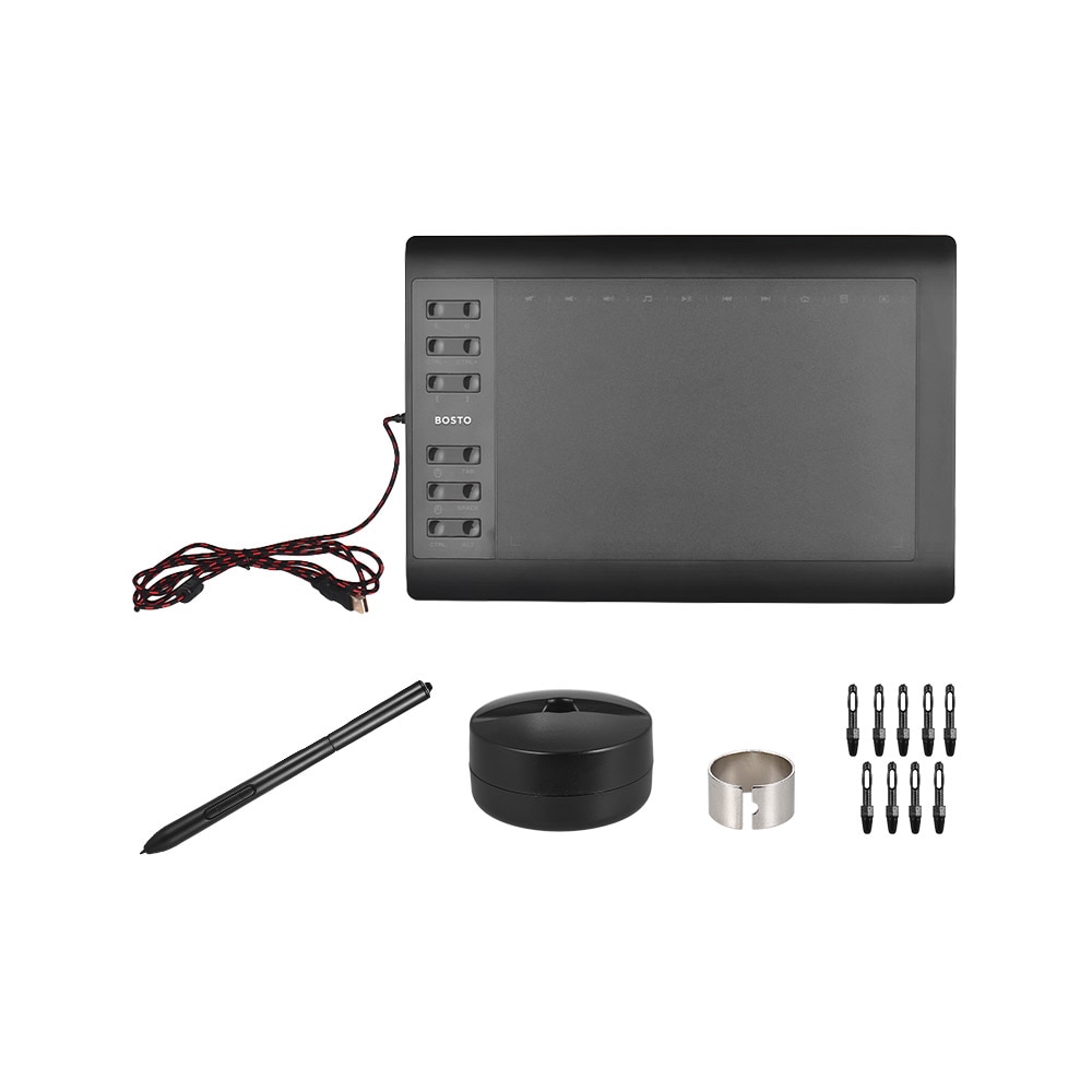 Bosto 10*6 Inch Graphic Tablet 8192 Levels Digital Tablets Drawing Tablet with No need charge Pen