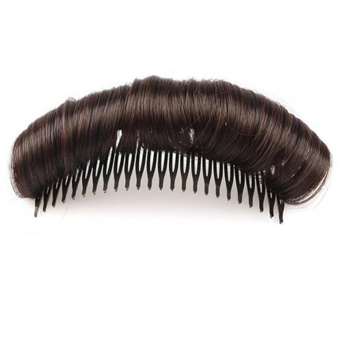 Cojín de peluca para mujer, peine de inserción de fibra de alta temperatura, estable y cómodo, almohadilla de pelo esponjoso Invisible: Dark Brown 12cm