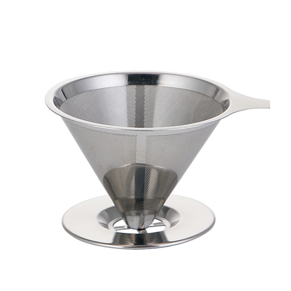 Stainless Steel Coffee Filter Holder Reusable Coffee Filters Dripper v60 Drip Coffee Baskets Wooden Drip Paper Espresso Coffee
