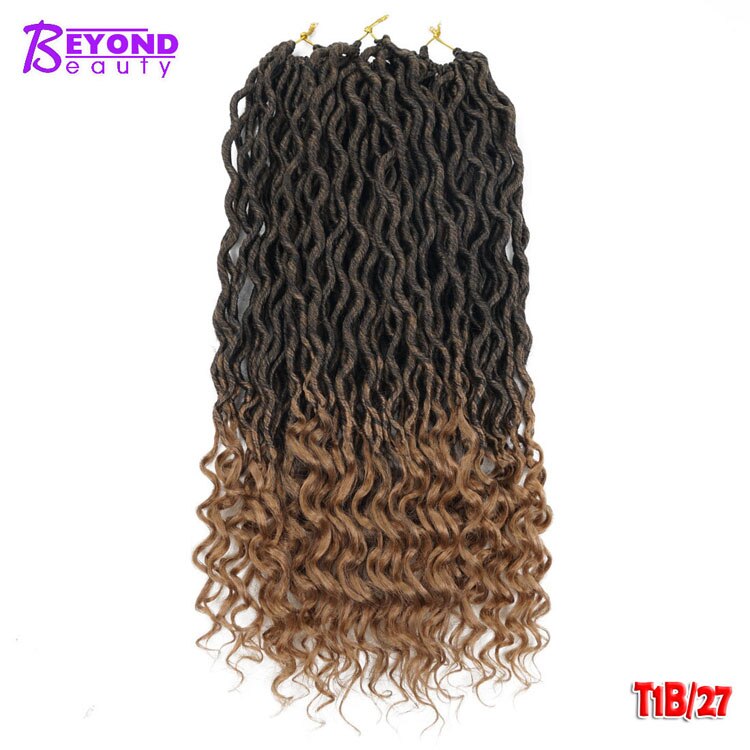 Crochet Goddess Locs Hair Extensions Faux Locs Curly Crochet Braids Ombre Synthetic Braiding Hair Bohemian locks Beyond Beauty: T1B/27