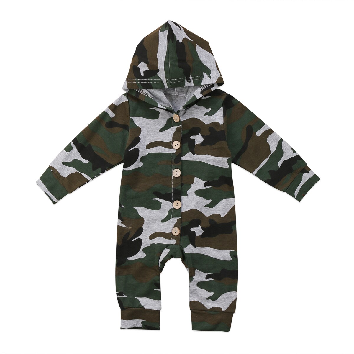 Emmababy Jongen Meisje Camouflage Hooded Romper Mode Jumpsuit Baby Kid Playsuit Outfit Kleding Voor Unisex: 6m