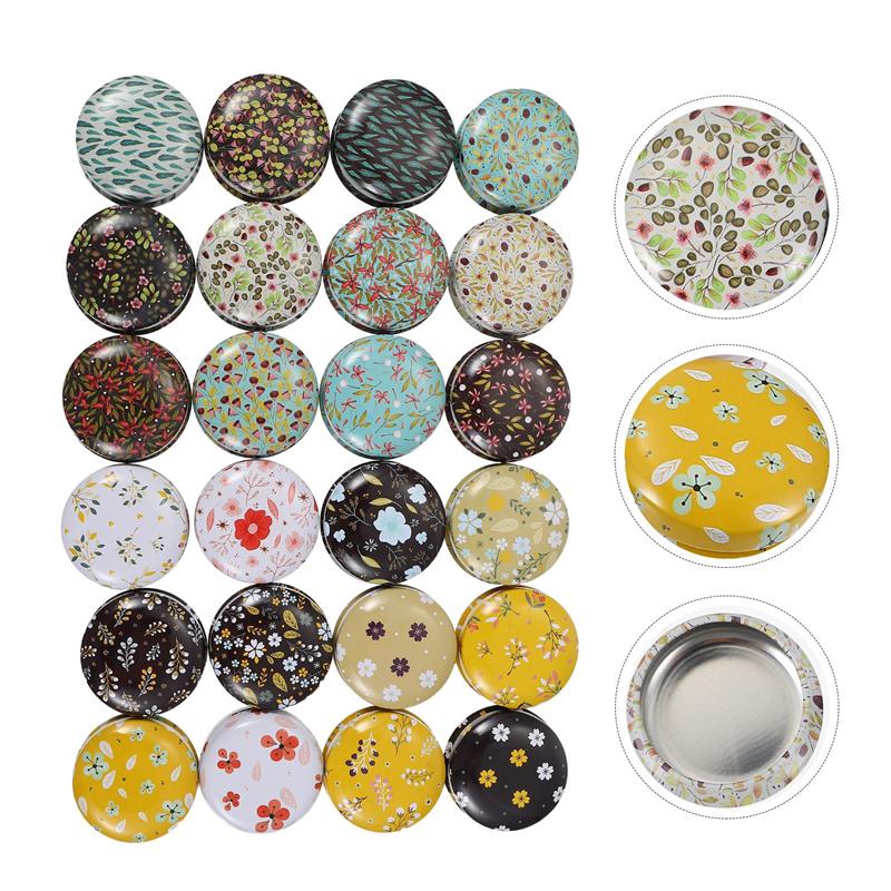 24Pcs Round Tinplate Candy Box Lovely Tinplate Boxes Tinplate Candy Box Round Tinplate Candy Jars for Shop Home