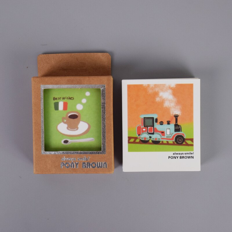 40 Stks/partij Vintage Locomotief Cartoon Dieren Mini Lomo Kaart Wenskaart Postkaart Verjaardag Brief Envelop Card Set