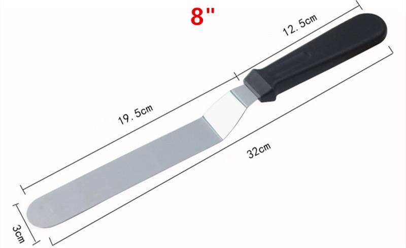 Roestvrij Staal Taart Spatel Schuine Icing Spatel Met Plastic Handvat-Cake Decorating Gereedschap Ustensiles Patisserie 6 ", 8" & 10": 8 INCH