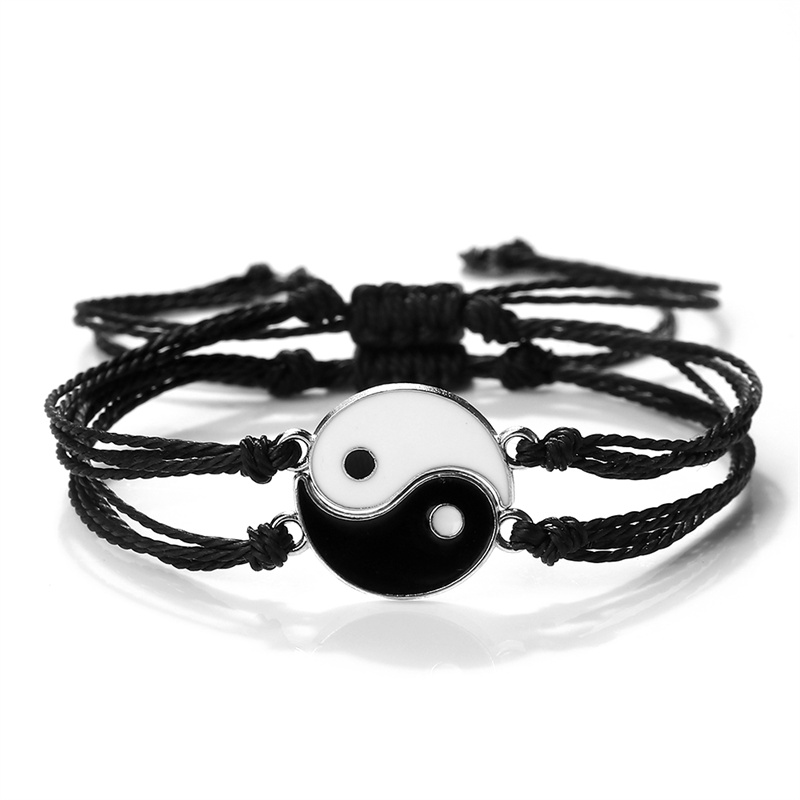 Draken Tai Chi Vlechtarmband Set - 2 Stuks - Yin Yang Koppel Armbanden: Licht Geel Kleur