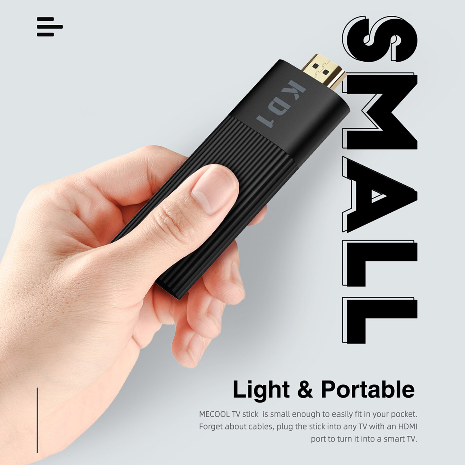 MECOOL KD1 Android 10.0 Smart TV Stick UHD 4K Media Player 2GB/16GB 2.4G/5G WiFi Voice Remote Control Amlogic S905Y2 TV Dongle