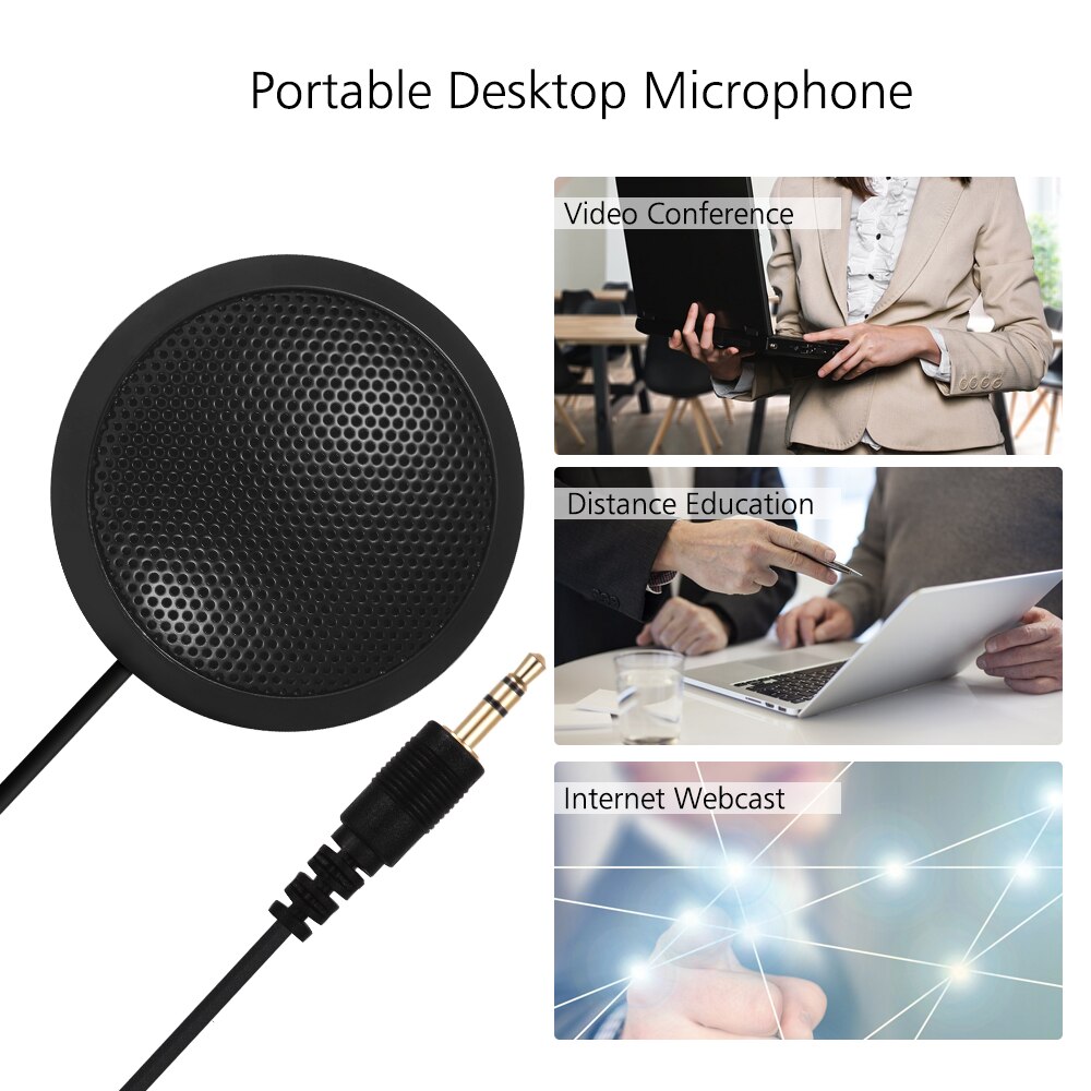 3.5mm Jack Omni-directional Microphone Mic for Computer Portable Mic Video Camera for Video Conference Meeting Internet