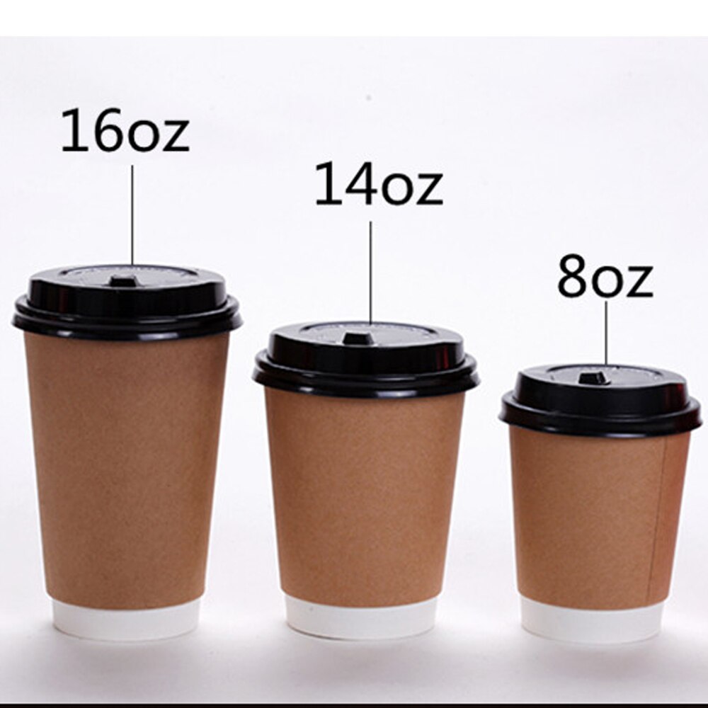 [ 100 stk] kaffekrus i brunt papir, engangs dobbelt fortykkelse forhindrer kaffekop 8/14/16 oz