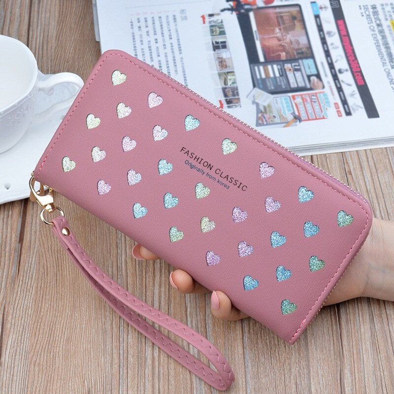 Delle donne Del Raccoglitore Sveglio Del Gatto Portafoglio Bifold Lunga Della Borsa con Chiusura Lampo Della Borsa Della Moneta Della Borsa Lunga: D