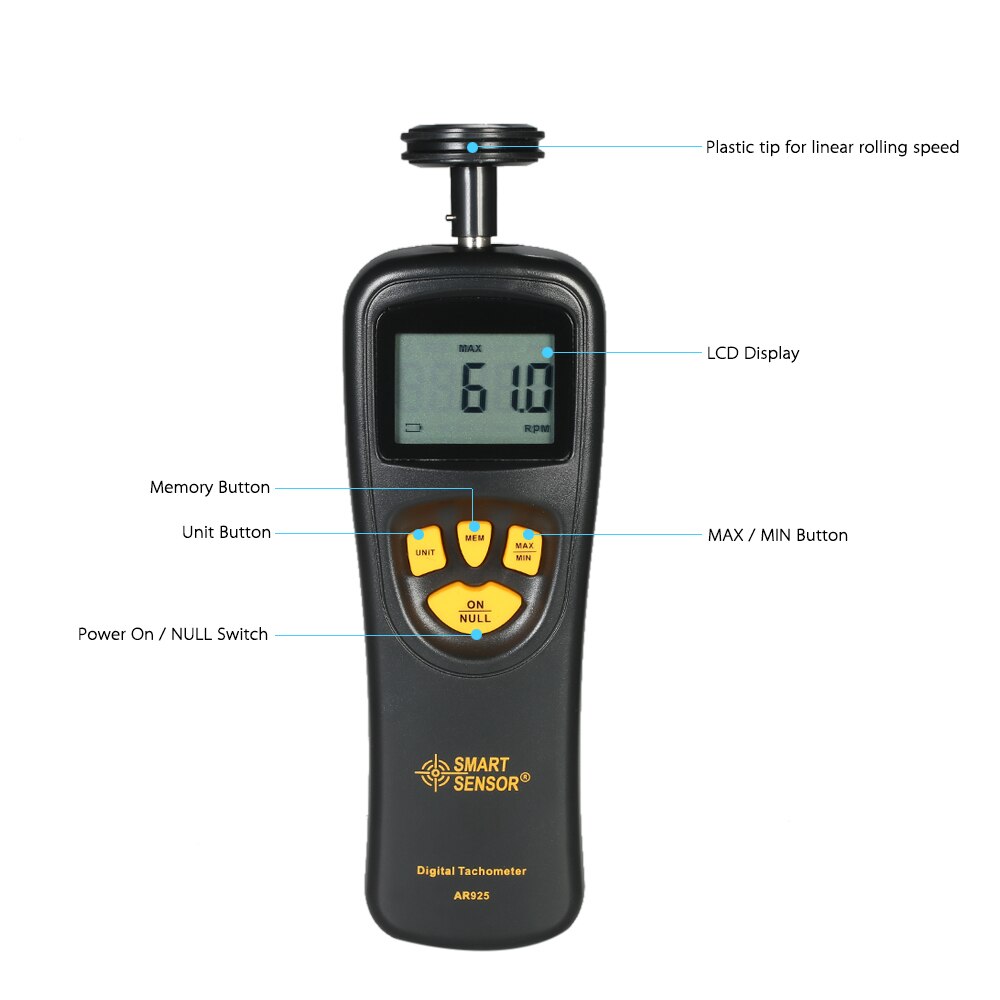 Digital Tachometer Speedometer Handheld Speed Meter Tach Meter For Detecting Rotate Speed Linear Velocity Frequency Of Motor