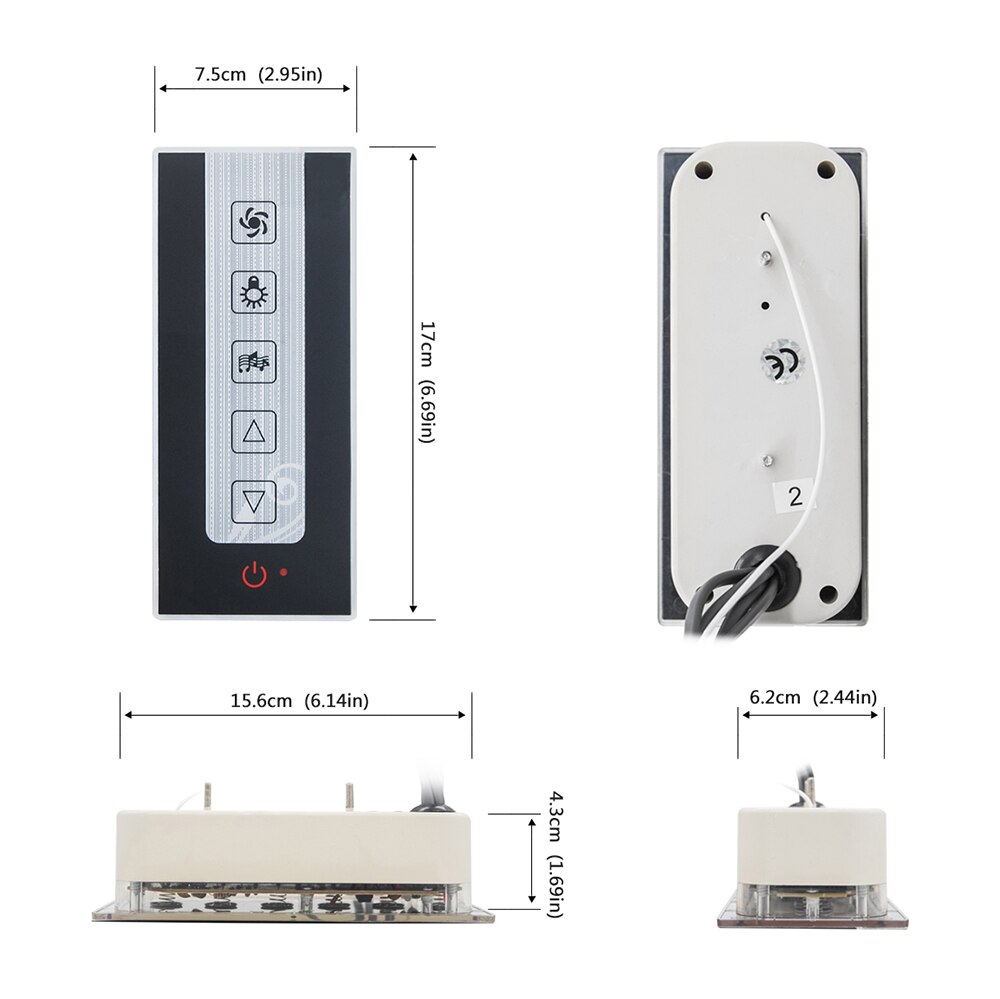 Vagsure 1pcs FM Radio Vent Fan Speaker Lamp Controller LCD Display Induction Shower Control for Shower Cabin Accessory Enclosure