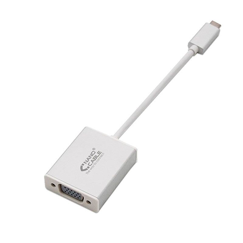 Adaptador Usb Tipo-C Een Vga Nanocable 10.16.4101-Conectores Usb Tipo-C Macho Een Vga Hembra-10 Cm-Kleur Plata