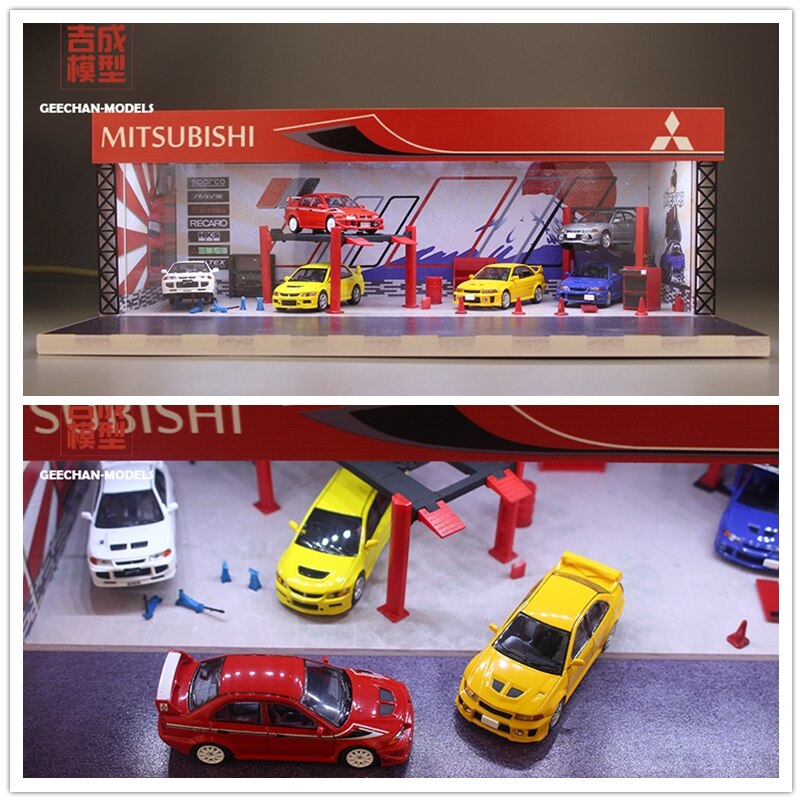 GEECHAN-MODEL 1:64 Display Cabinet Mpower/Fast Furious/JDM/Nismo/Koenigsegg: L.Mitsubishi