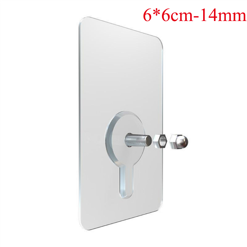 Praktische 2 stuks PVC lijm nagels muur poster Non-trace stok Muur Haak duurzaam transparant sterke lijm schroef Muur nail: 6x6cm-14mm