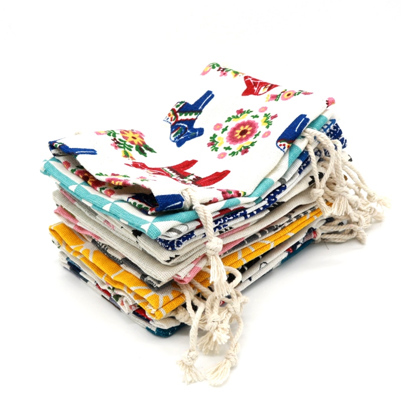 1pc store bomuldsposer 19 x 24cm forskellige designs snoreposer linned taske kosmetik boutique smykker emballage poser
