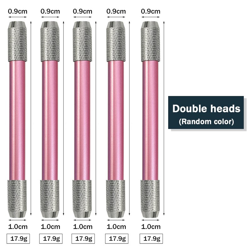 Single/Dual Head Pencil Extender Holder Adjustable Round/Triangle/Hexagonal Pencils Connect Penholder Metal/Wood Extension Rod: Metal-double-5pcs