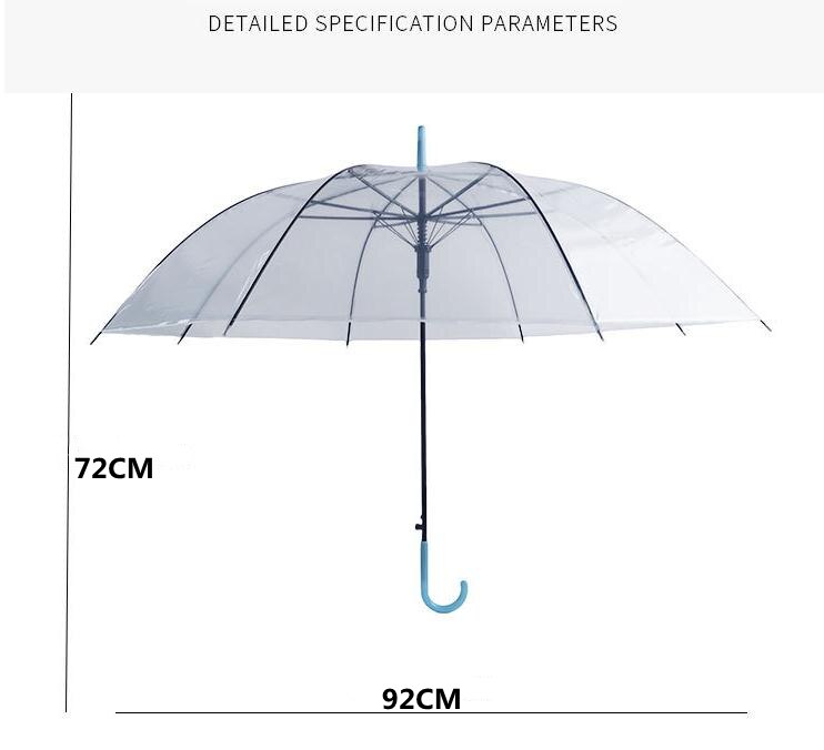 Clear Transparent Rain Umbrella PVC Rain Dome Wedding Party Umbrellas Adult Long Handle Straight Stick Small Umbrella for Kids
