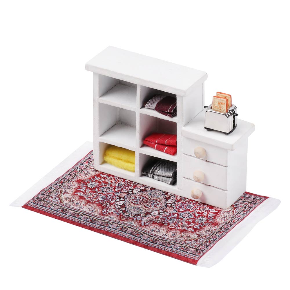 1:12 Poppenhuis Tapijt Turkse Stijl Bloemen Mat Spelen Huis Decor Vloerbedekking Miniatuur Weven Tapijt Kinderen Speelgoed Accessoires