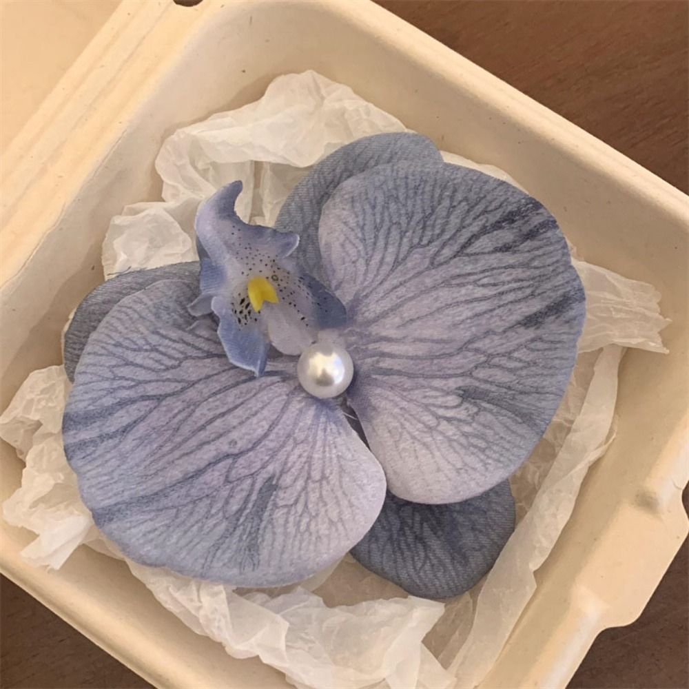 Orchid Butterfly Bow Flower Hair Clips Silk Flower Hairpin Phalaenopsis Pearl Duckbill Clip Hair Accessories for Vacation Photos: Red