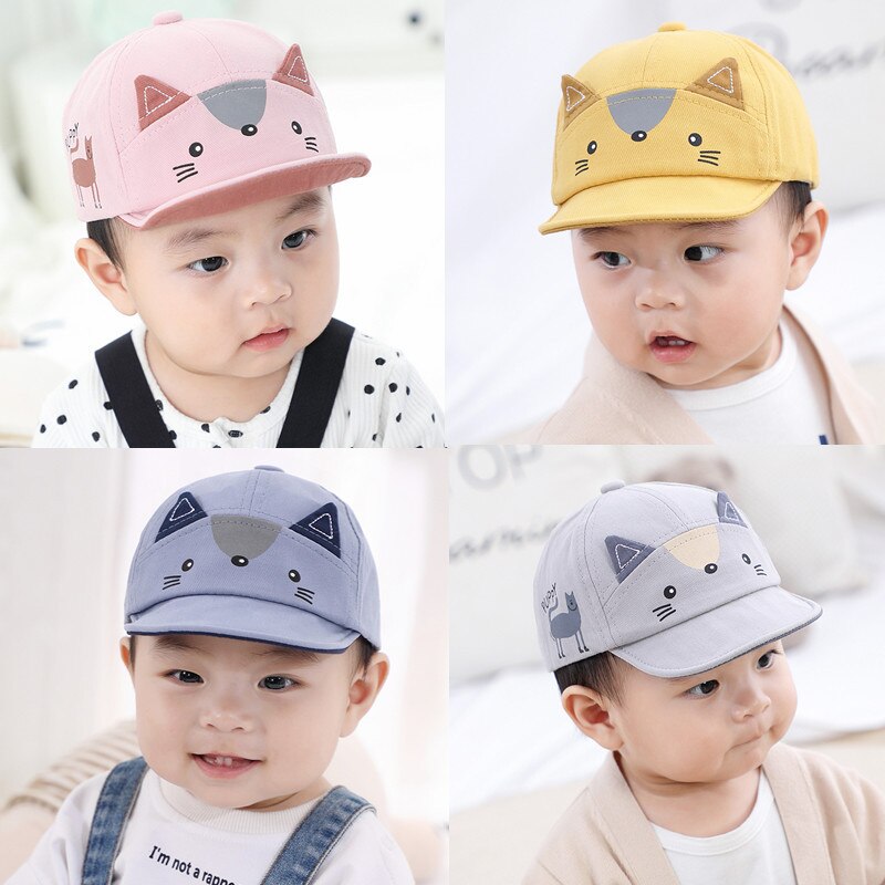 Cartoon Animal Baby Boy Hat Spring Summer Cotton Outdoor Soft Brim Kids Hats Beach Caps Baby Stuff Children Hat For Boys