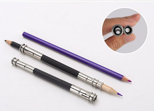 Double head metal pencil extender stainless steel pencil extender pencil receiver pencil case student pencil case