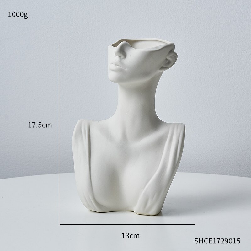 Moderne vase skulptur abstrakt kunst ansigt model boligindretning tilbehør stue dekoration skrivebord blomstervaser statue: C