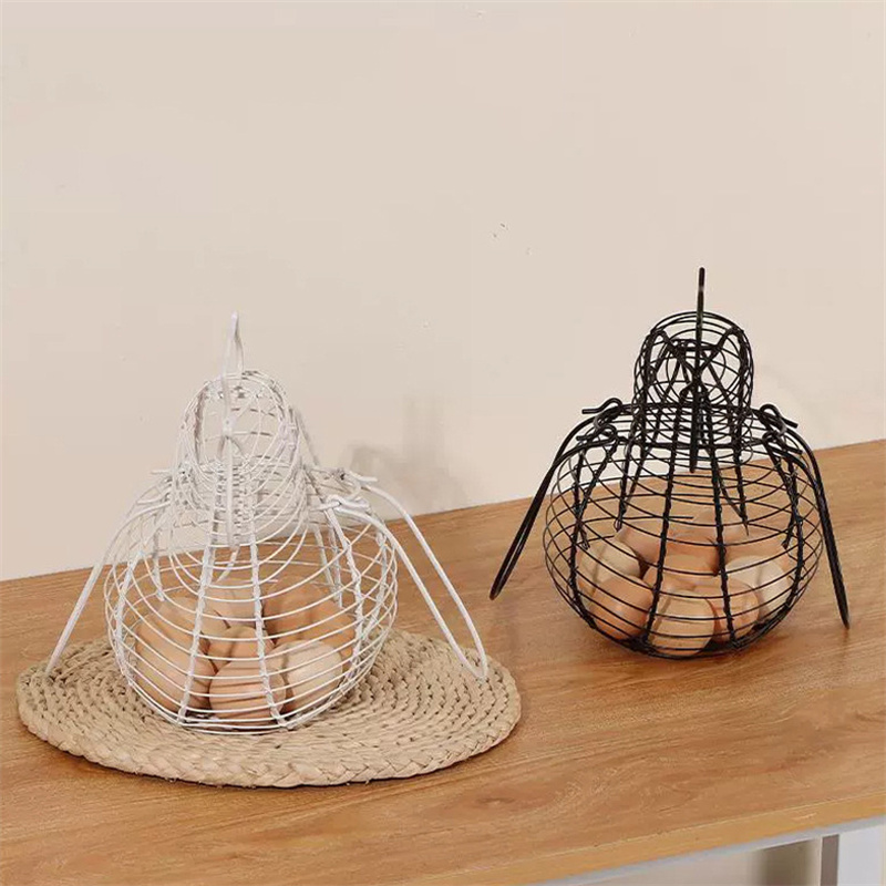 Panier de rangement d'œufs en fer, porte-œufs en forme de poulet, légumes ménagers, conteneur de fruits, organisateur, panier