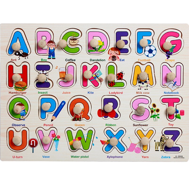 Wooden Puzzle Baby Kids Toddler Jigsaw English Alphabet Letters Animal DIY Learning Toys Children Birthday Christmas: 04 lettersB