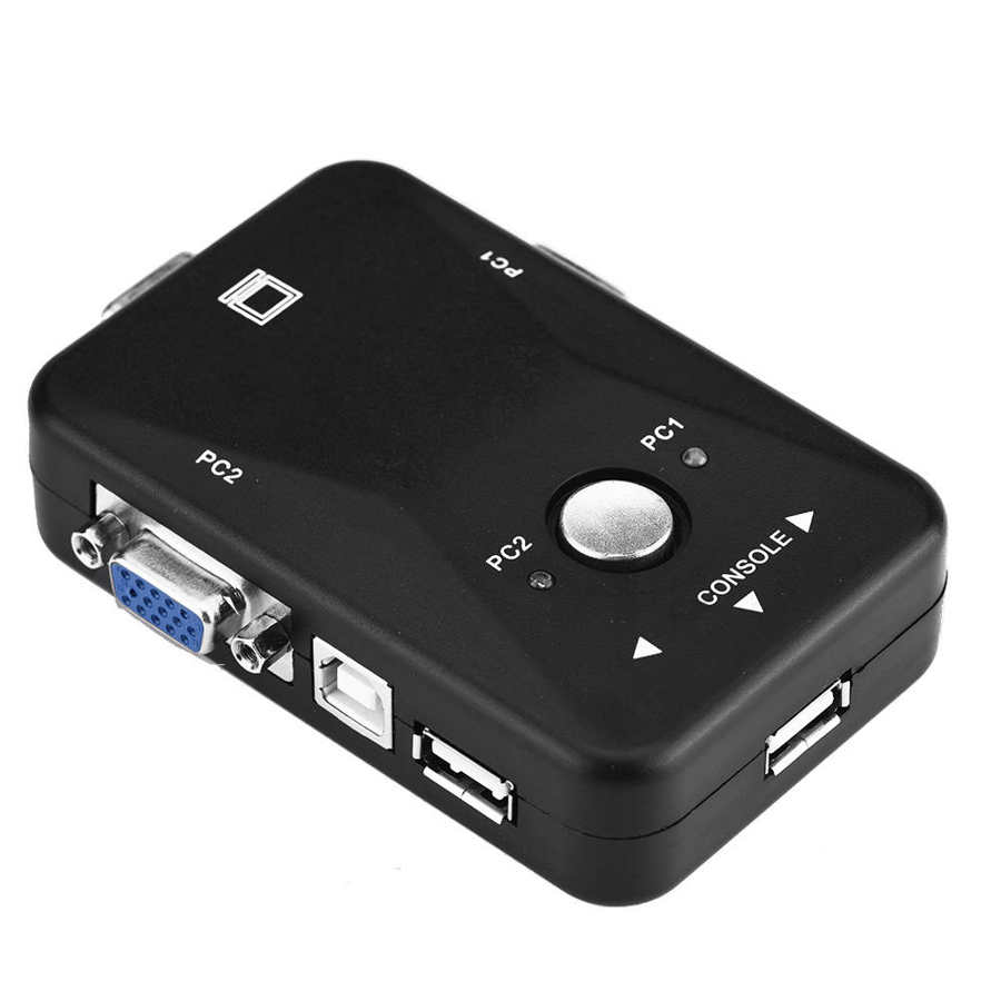 3-way 2/4Port USB VGA KVM Switch Box Adapter Control up to 2 Computers Monitor