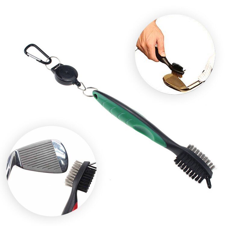 1Pcs Golf Borstel En Groove Cleaner Met Intrekbare Clip, Breidt 2 Ft. Messing, Nylon En Spike Schoonmaken Tool: Licht Groen