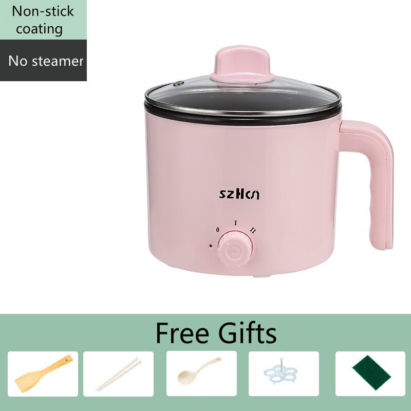 Electric Cooker Dormitory Multi+cooker Household Multicooker For Pot Cooking And Frying And Steak Office Easy Cooking 220V: Pink / EU