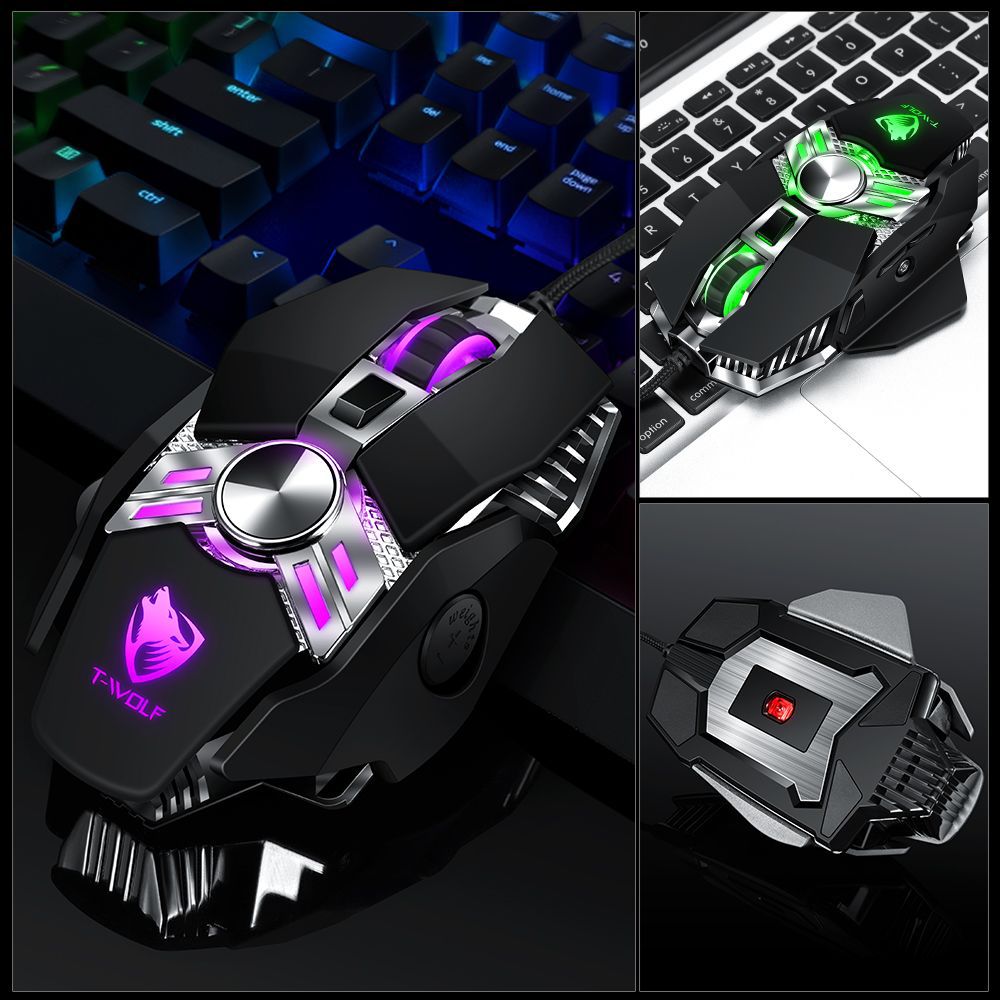 V10 Luminous Weighted Gaming Mouse for E-Sports Desktop USB Internet Coffee Wired Mouse Macro Definition with Aggravate Block