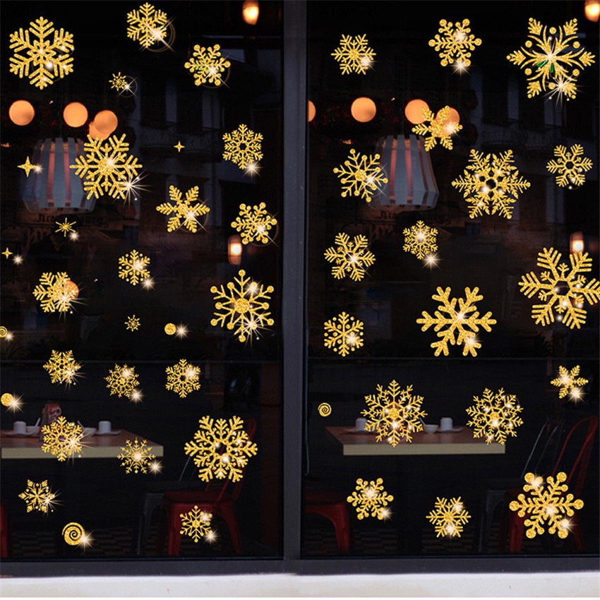 2021 efeito glitter floco de neve eletrostática adesivo natal janela adesivos parede crianças quarto decoração para casa ano novo papel