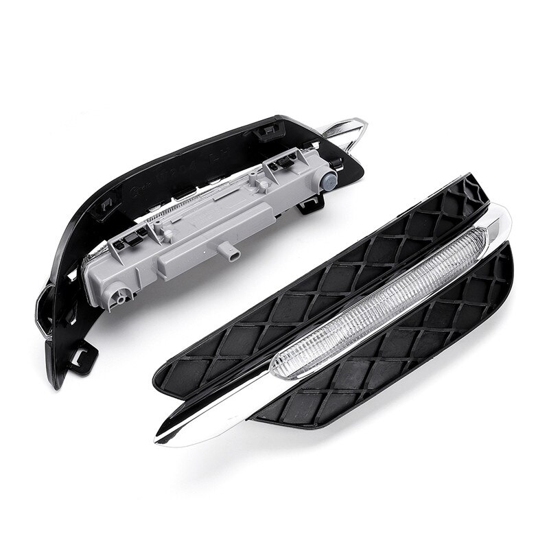 1 pari led drl branco luz de circulação diurna âmbar turn signal luzes de nevoeiro para mercedes-benz c-class w204 2011 2012 2013