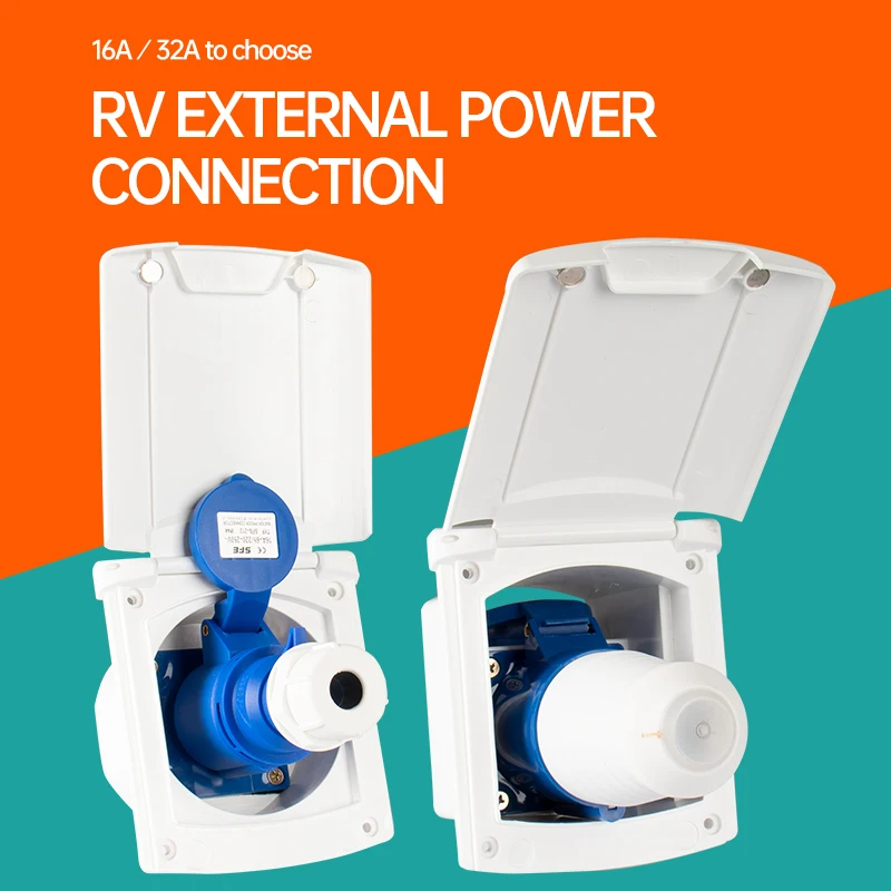 RV External Power Connector 220V-240V 16A External Flush Hook Up Waterproof Plug Socket Camper Caravan Accessories