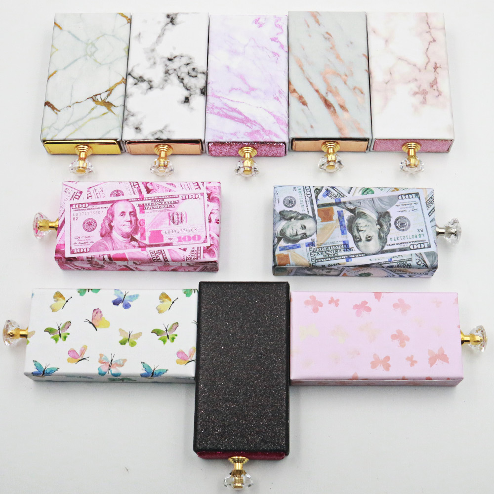 Wimper Verpakking 3d Mink Wimpers Bulk Lege Doos 25Mm Mink Wimpers Cases Valse Wimpers Lade Doos Diamant Handvat lade