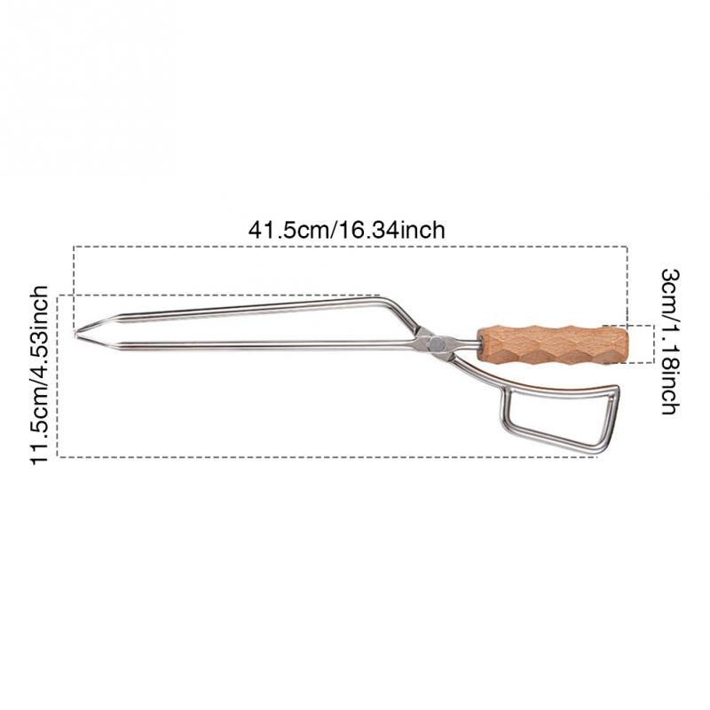 Wood Grabber Outdoor Fireplace Durable Anti Slip BBQ Fire Pit Tongs Tool Accessories Duckbilled Stainless Steel Camping Picnic