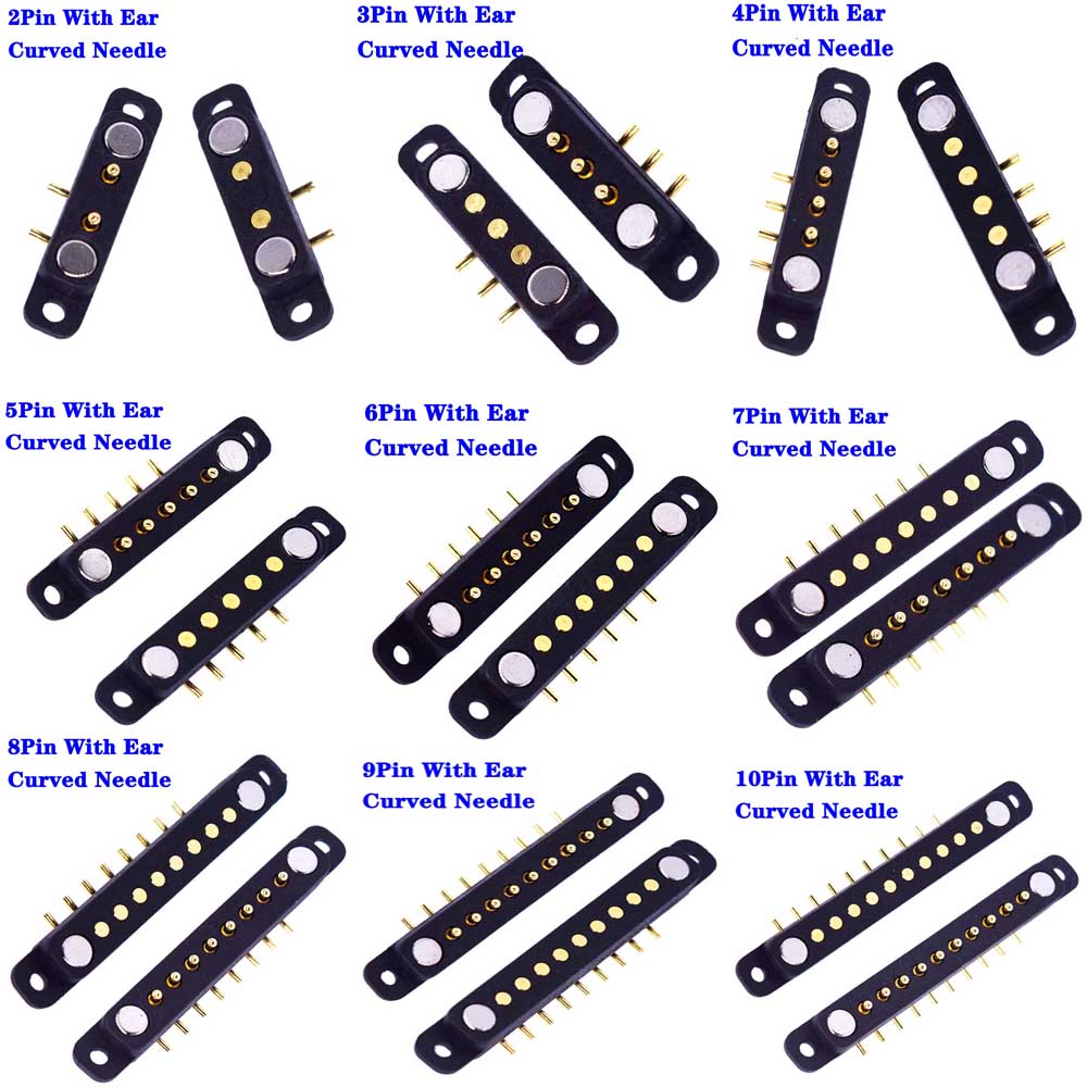 Waterproof DC Magnetic 2 3 4 5 6 7 8 9 10P Spring Loaded Male Female Square with Screw Holes bending needle Pogo Pin Connector
