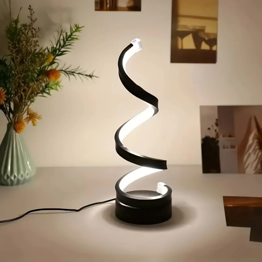 Lampada da comodino per camera da letto 1 pz - Alimentatore USB con luce tattile dimmerabile a 3 vie, lampada da comodino moderna e semplice a spirale dimmerabile