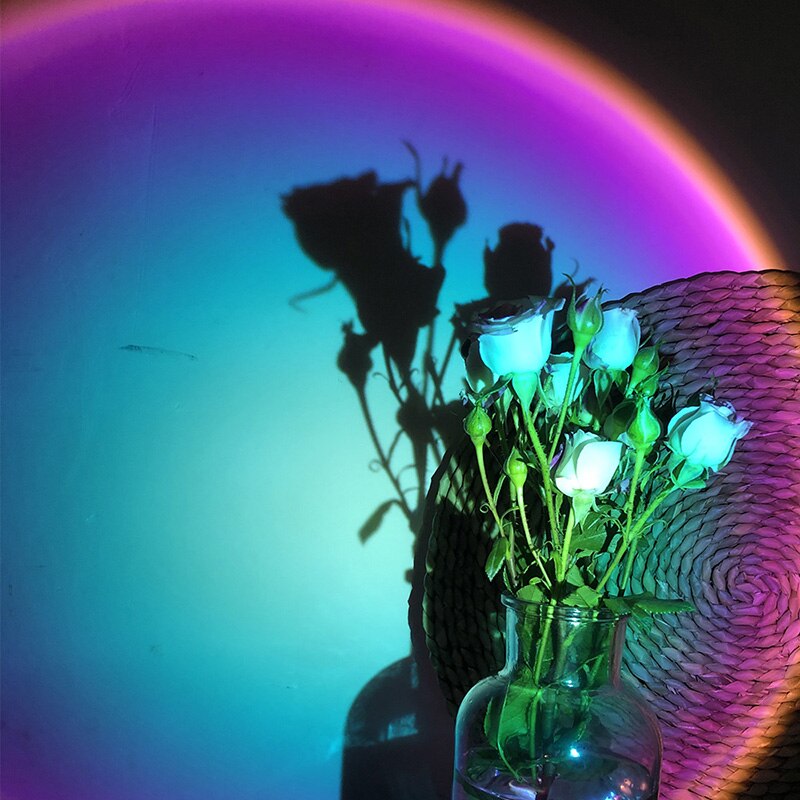 Zonsondergang, Zonsondergang Lichten, De Zon Zal Nooit Vallen Op De Vloer, Projectie Vloer Lampen, slaapkamer Achtergrond Muur Projectie Lampen: Rainbow