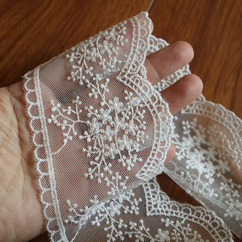 Adornos de encaje de algodón bordado de 5 yardas para ropa, adornos de encaje de flores suaves y cintas de costura para manualidades, accesorios DIY para vestidos