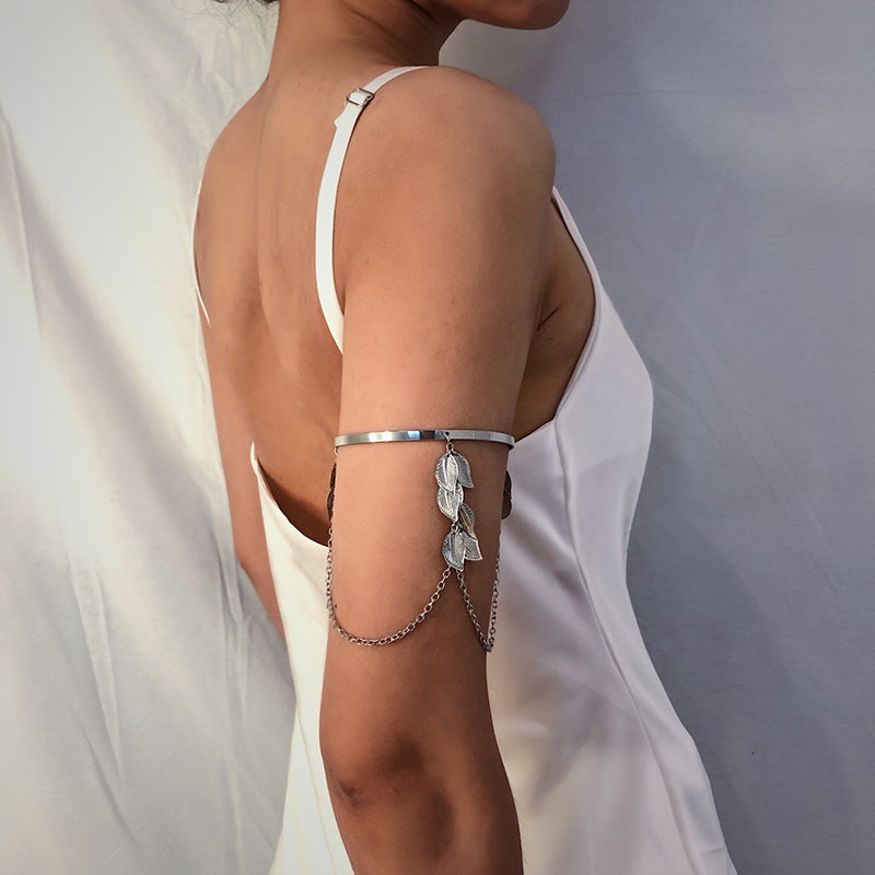 Boho guld/silver färg blad överarm armband för kvinnor älskar retro armband armband smycken kvinnliga berlocker armband manschett femme