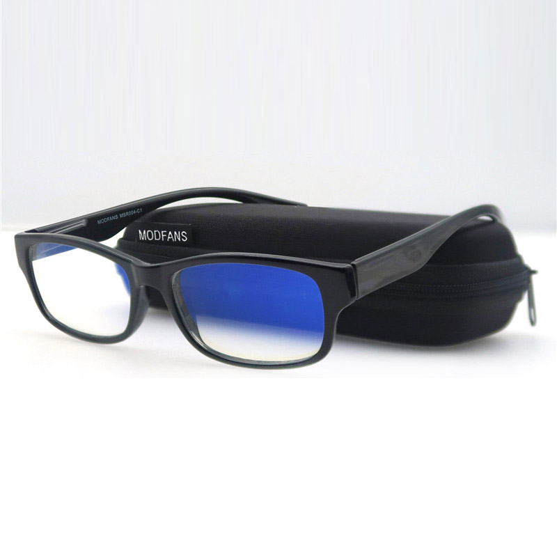 Gafas de ordenador para hombre y mujer, anteojos para trabajar con bloqueo de luz azul, filtros de lentes que reducen la tensión ocular Digital, transparentes, mejoran la comodidad: Black with case