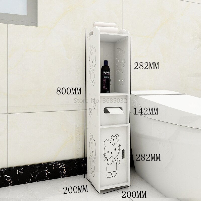 80cm Toilet Side Cabinet DIY Floor Bathroom Vanity Side Storage Cabinet Towel Box Toilet Storage Shelf Bathroom Furniture: C