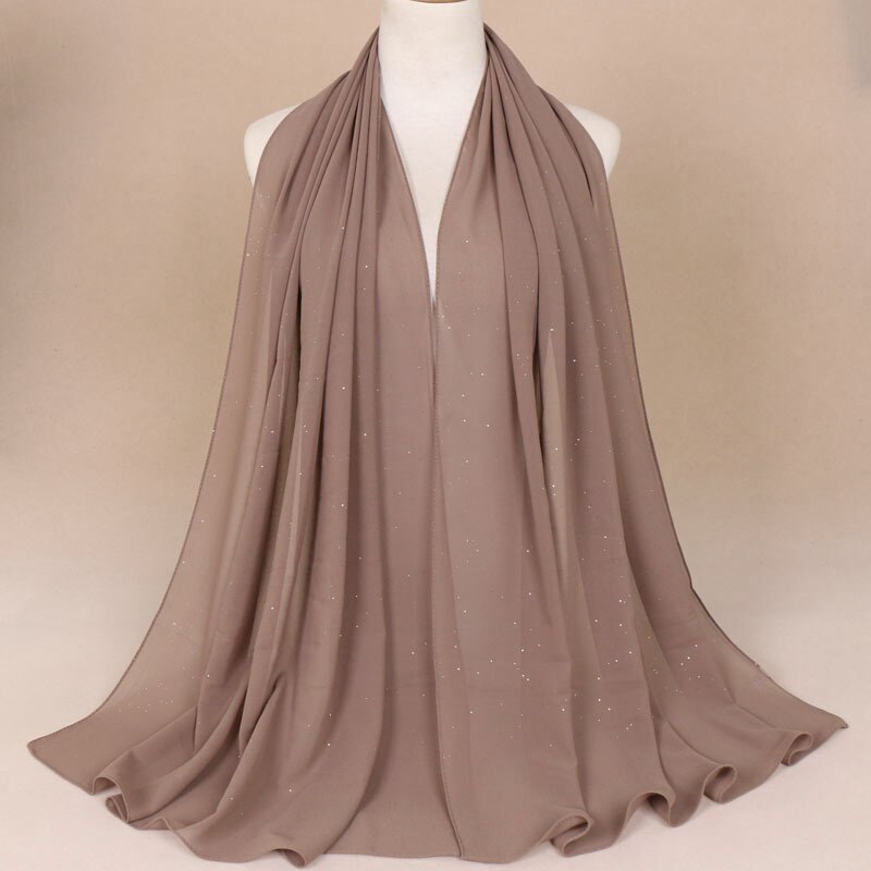 nouvelles femmes or en mousseline de soie solide couleur musulmane tête écharpe châles et enveloppes pashmina bandana femme foulard dames hijab magasins: 2
