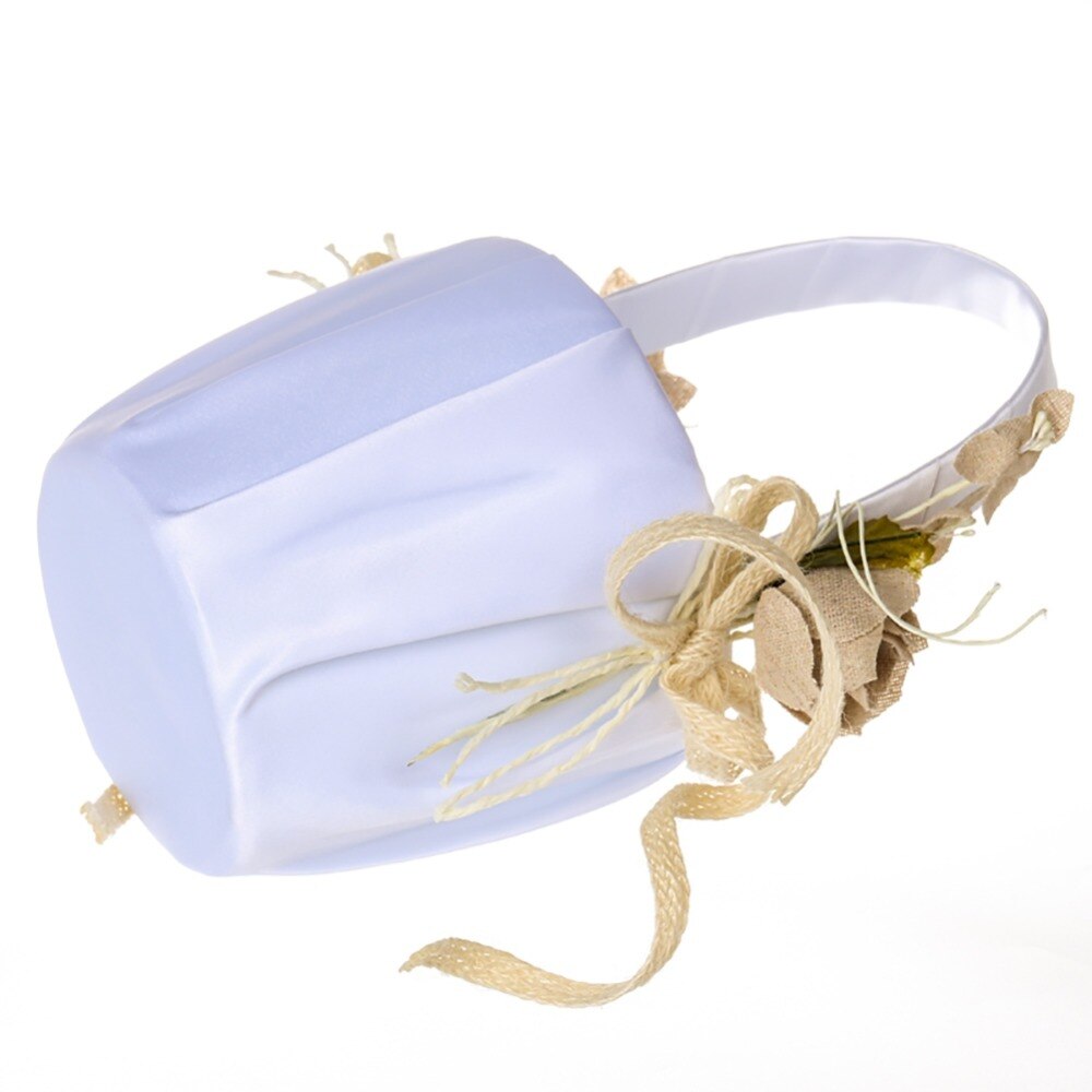 Romantic Flower Girl Basket Rose Petals Bouquet Holder For Country Wedding Ceremony Party Decor Flower Basket