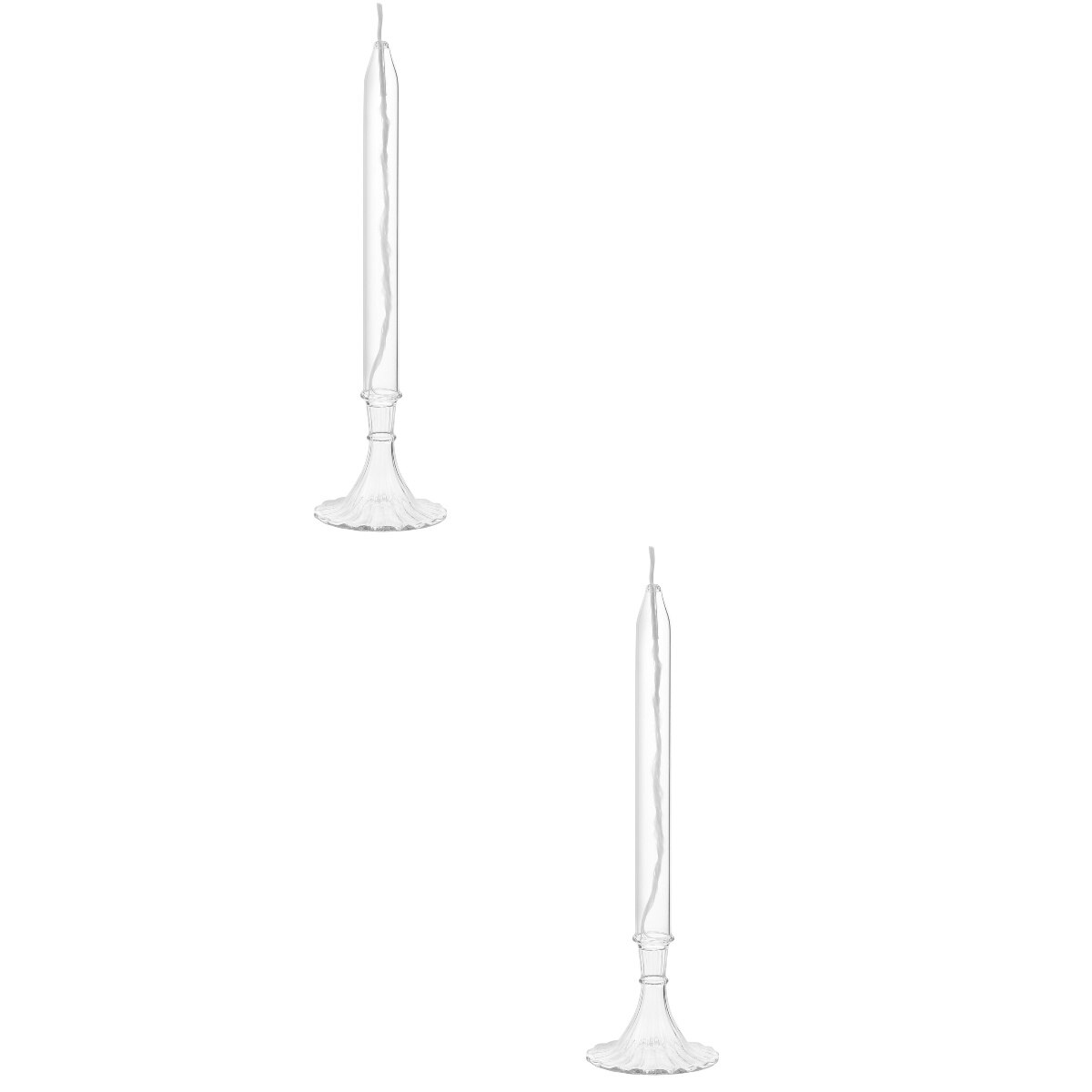 2pcs Glass Oil Candle Transparent Oil Lamp Refillable Glass Pillar Candle Oil Lamp