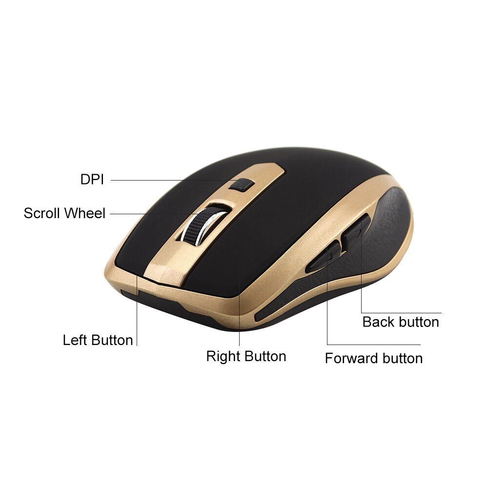 Bluetooth Wireless Mouse Optical Computer Gaming Mouse 1600 DPI Ergonomic PC Office Gamer BT Mice Small Mice For Laptop Mac Gold