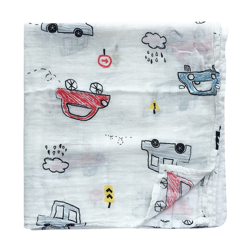 Baby Swaddle Wrap Soft Bamboo Cotton Blanket For Baby Stroller Use Cute Cartoon Baby Blanket 120*120cm: Car