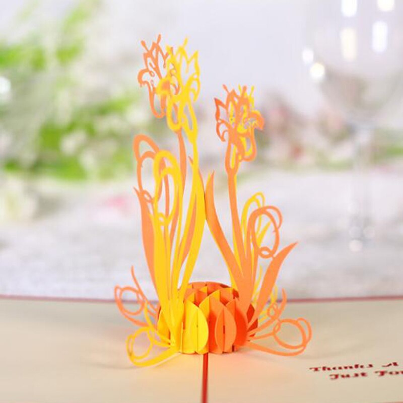 DIY Handmade Greeting Card Three-dimensional Greeting Card 3D Flower Happy Birthday Postcard with Envelope